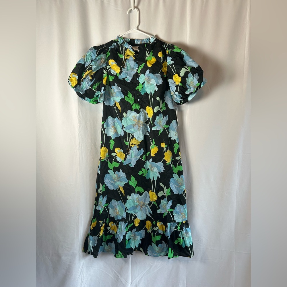Hyacinth House Black & Airy Blue Floral Mimi Midi Dress - Picture 2 of 2